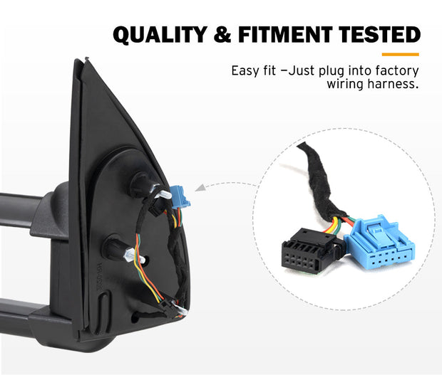 San Hima Pair Extendable Towing Mirrors For Volkswagen Amarok 2009-On