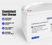 12V 135Ah AGM Deep Cycle Battery Portable Sealed Marine SLA Camping + Battery Box