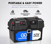 12V 135Ah AGM Deep Cycle Battery Portable Sealed Marine SLA Camping + Battery Box