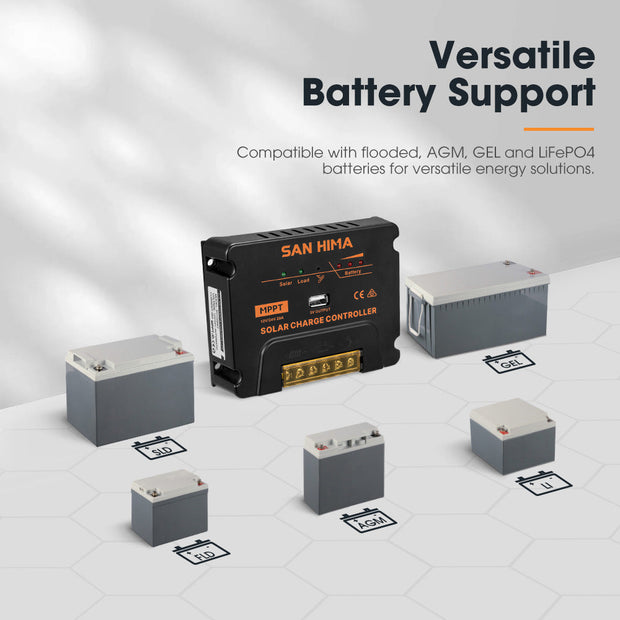 San Hima 20A MPPT Solar Charge Controller With Cable Regulator 12V/24V