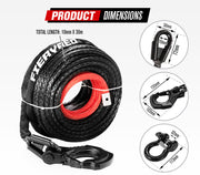 Winch Rope 10MM x 30M Dyneema SK75 Hook Synthetic Car Tow Recovery Cable Black
