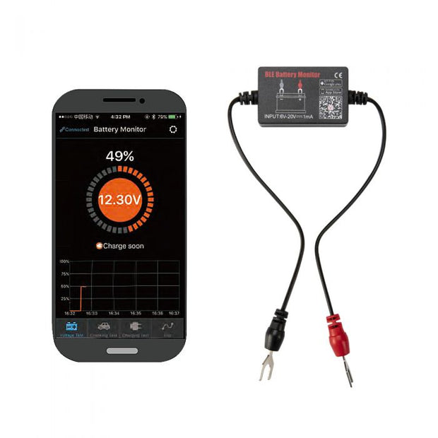 12V Vehicle Battery Monitor via Bluetooth 4.0 Voltage Meter Tester with Auto Alarm