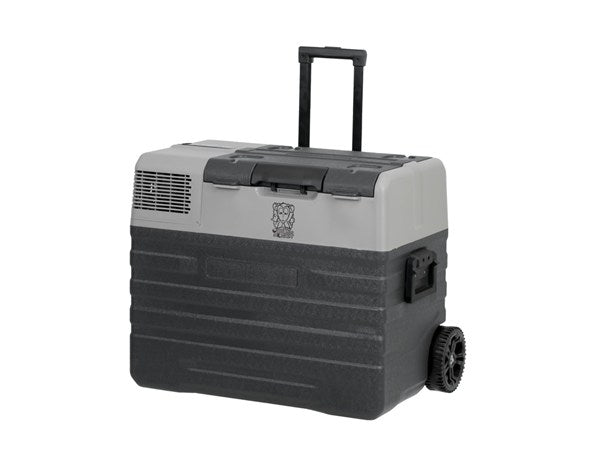 42L Brass Monkey Portable Fridge or Freezer with Solar Charger Board plus Handles + Wheels and Supports Removable Battery