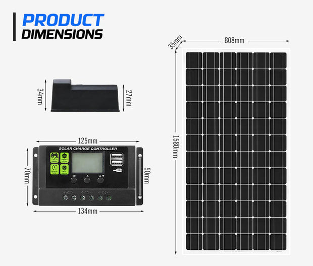 500W 12V Mono Solar Panel Kit Pair 250w