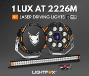 LIGHTFOX 9" Osram Laser LED Driving Lights + 40" LED Dual Row Light Bar + Wiring Kit
