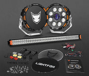 LIGHTFOX 9" Osram Laser LED Driving Lights + 40" LED Dual Row Light Bar + Wiring Kit