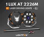 LIGHTFOX 9" Osram Laser LED Driving Lights + 40" LED Light Bar + Wiring Kit