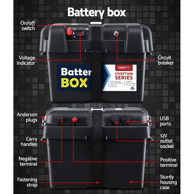 100Ah Deep Cycle Battery & FREE Battery Box 12V AGM Marine Sealed Power
