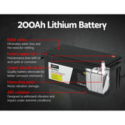 Giantz Lithium Iron Battery 200AH 12.8V LiFePO4