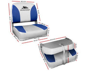 Seamanship Set of 2 Folding Swivel Boat Seats - Grey & Blue