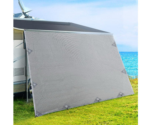 4.6M Caravan Privacy Screens 1.95m Roll Out Awning End Wall Side Sun Shade