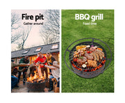 Fire Pit BBQ Grill Smoker Portable Outdoor Fireplace Patio Heater Pits 30"