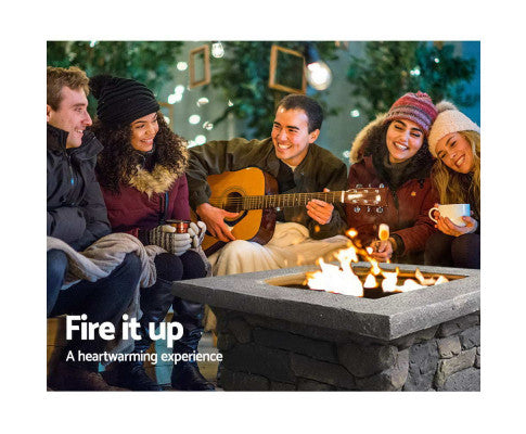 Grillz Fire Pit Outdoor Table Charcoal Garden Fireplace Backyard Firepit Heater