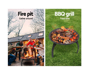 Fire Pit BBQ Charcoal Smoker Portable Outdoor Camping Pits Patio Fireplace 22"