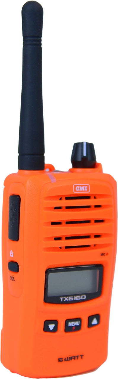 GME TX6160XO 5/1 WATT IP67 UHF CB HANDHELD RADIO - BLAZE ORANGE