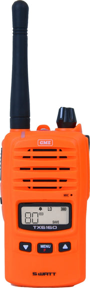 GME TX6160XO 5/1 WATT IP67 UHF CB HANDHELD RADIO - BLAZE ORANGE