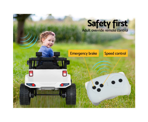 Rigo Kids Ride On Car Electric 12V Car Toys Jeep Battery Remote Control White