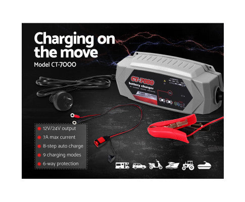 Smart Battery Lithium Charger 7A 12V 6V Automatic