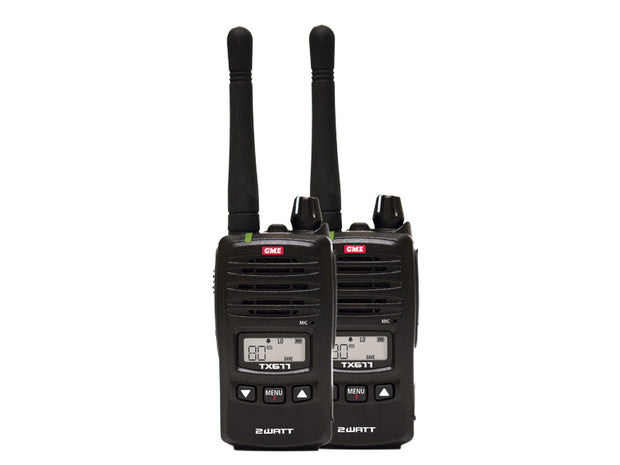 GME TX677TP 2 WATT UHF CB HANDHELD RADIO - TWIN PACK