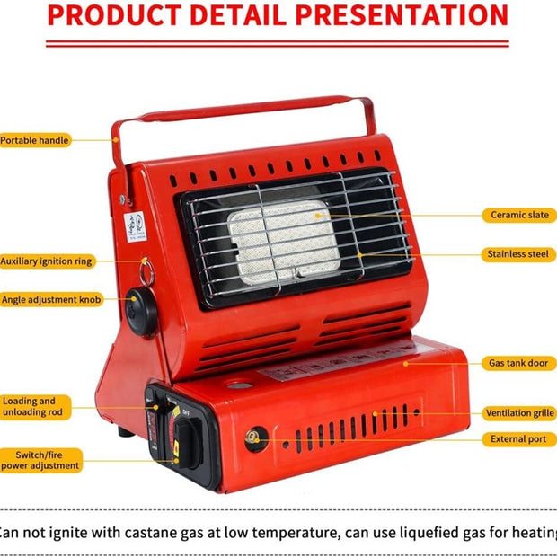 Portable Butane Gas Heater - Red