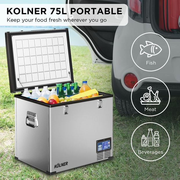 Kolner 75l Portable Fridge Chest Freezer With Lcd Panel - Rv Vehicle Camping Refrigerator