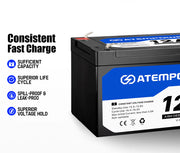 2x ATEM POWER 12AH 12V AGM Deep Cycle Battery