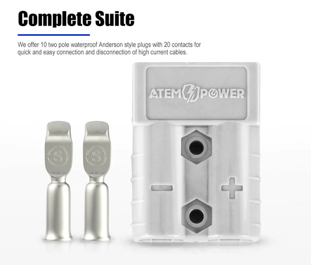 Atem Power 20PCS Anderson Style Plug Connectors 50 AMP 12-24V 6AWG