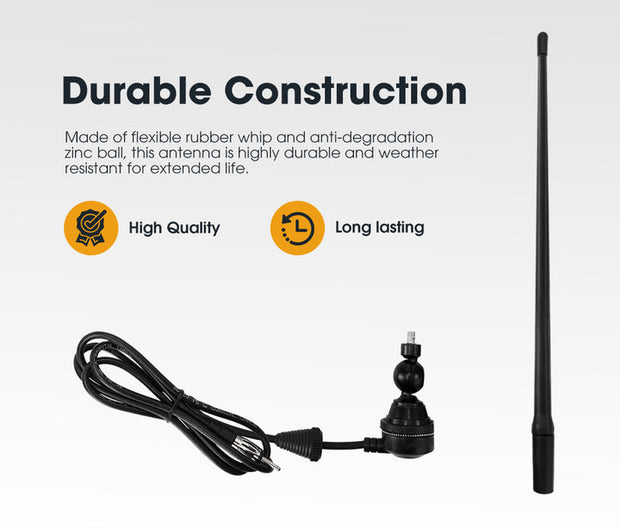 Uhf Radio Antenna Black Rubber Duck AM/FM With Cable