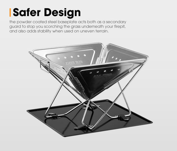 SAN HIMA Portable Fire Pit LARGE Size Folding Stainless Steel BBQ Grill
