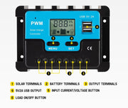 20A Solar Charge Controller 12V 24V Lithium Battery Regulator
