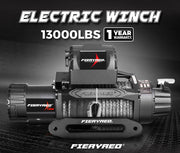 FIERYRED 13000LBS 12V Synthetic Rope Electric Winch