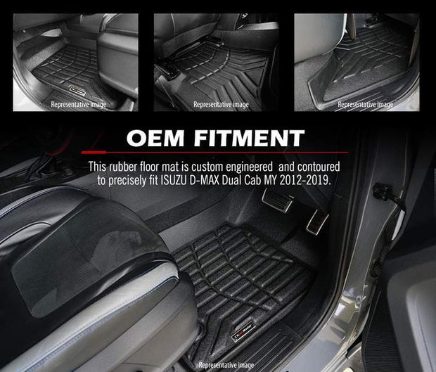 3D TPE Car Floor Mats for ISUZU D-MAX Dual Cab MY 2012~2020 JULY