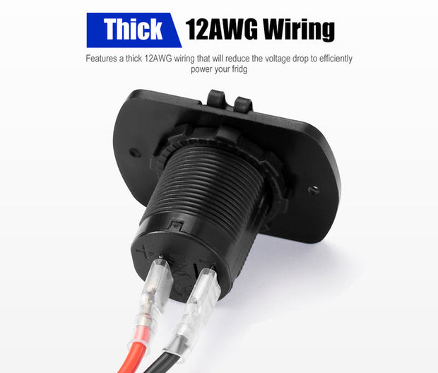 Atem Power 12V Fridge Wiring Kit 6M Cable DC Cig Socket In-line Fuse For 4x4 4WD