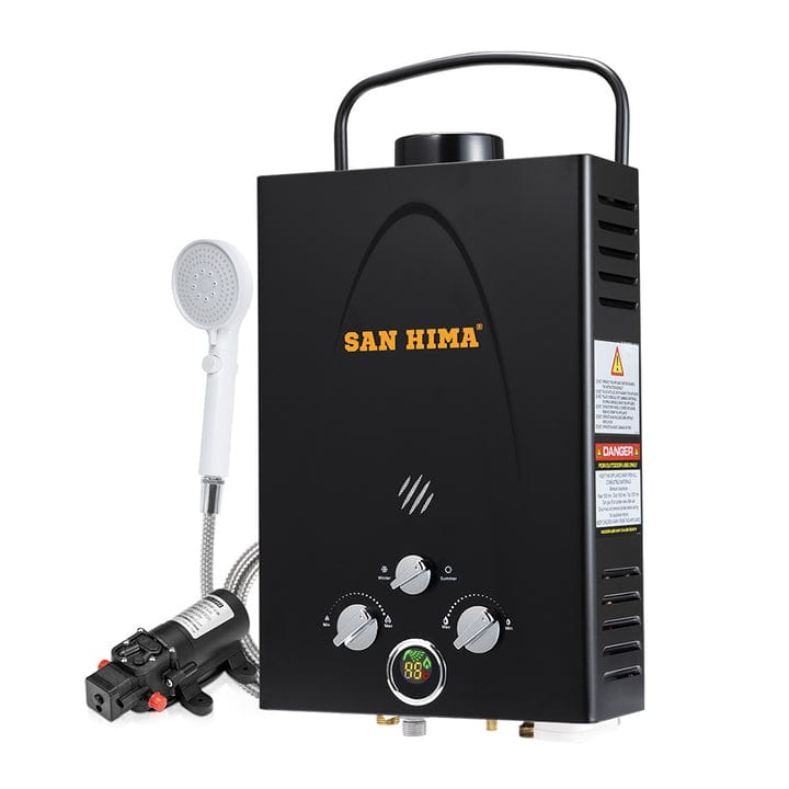 SAN HIMA Portable Gas Hot Water Heater System Black 8L – AussieOutbackStore
