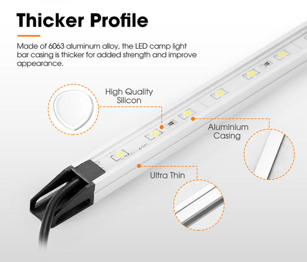 Lightfox 6PCS 12V LED Strip Light Bar Waterproof Amber White Lights