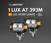 LIGHTFOX 4inch LED Light Bar 1 Lux @ 393m IP68 Rating 4,600 Lumens