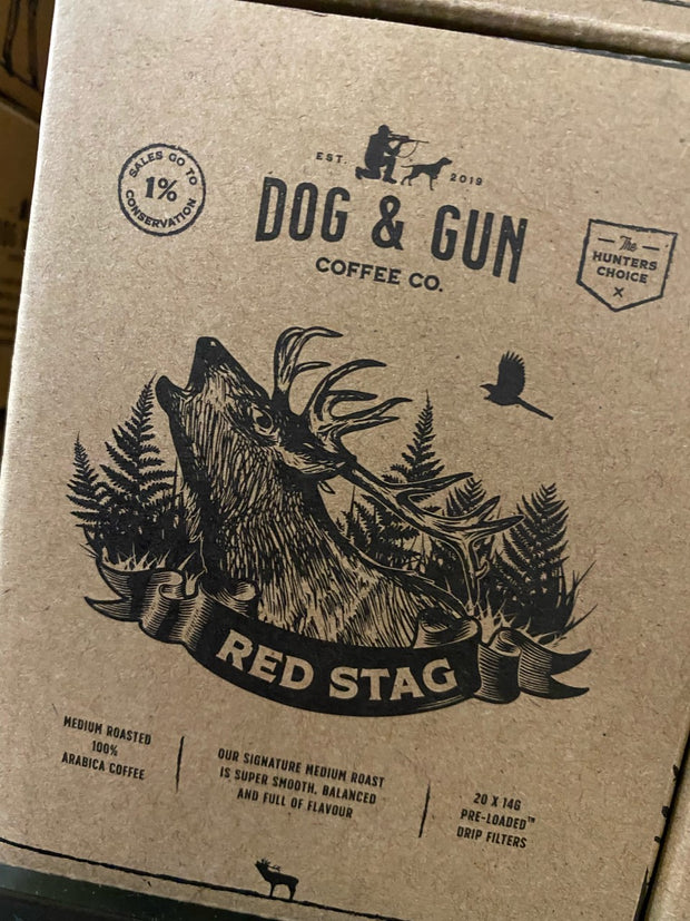 Dog & Gun Pre-Loaded Drip Filters (Red Stag 20 Pack)