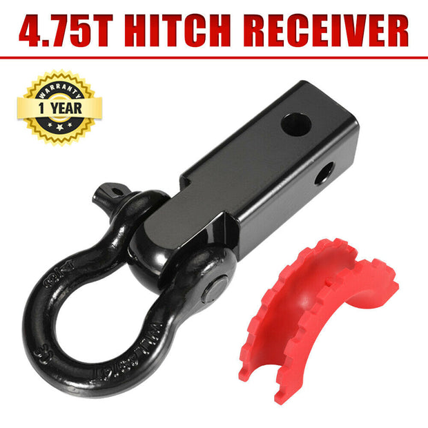 Recovery Hitch Receiver Rated 4.75 Tonne + Bow Shackle