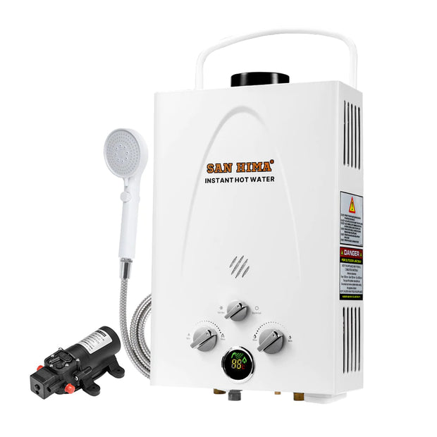 SAN HIMA Portable Gas Hot Water Heater System 8L White