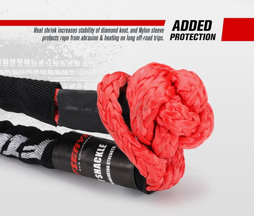 Juvened Soft Shackle & Recovery Ring Set – 1/2" X 22", 41887 Lb Capacity, Synthetic Rope With Storage Bag