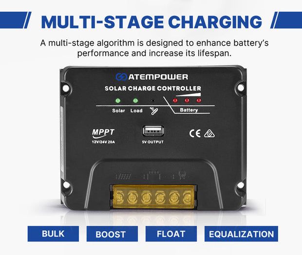 20A MPPT Solar Charge Controller Solar Panel Battery Regulator 12V/24V