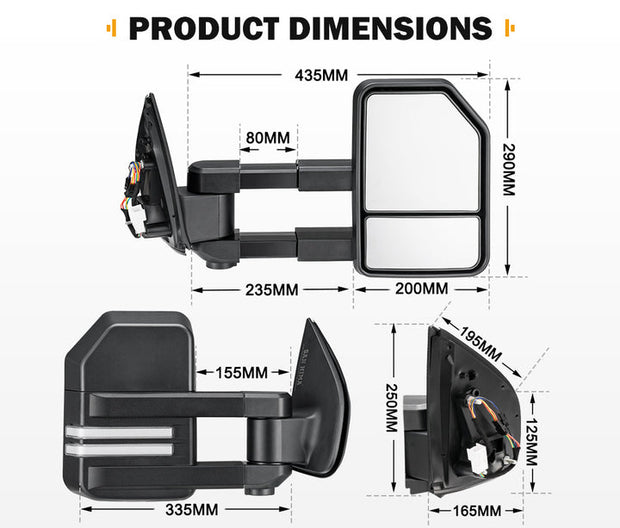 SAN HIMA Extendable Towing Mirrors for Holden Colorado7 MY2013-MY2016 w/ Indicator