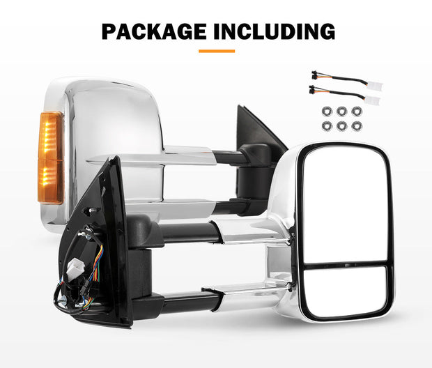 Pair Towing Extendable Side Mirrors for Isuzu MU-X MY2013-MY2019