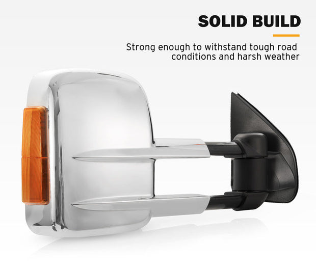 Pair Chrome Extendable Towing Mirrors for Isuzu D-MAX MY2012-MY2019