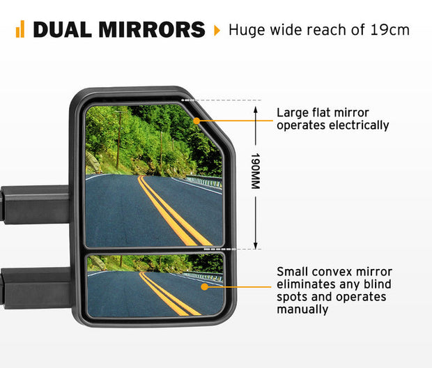 SAN HIMA Pair Extendable Towing Mirrors for Isuzu MU-X MY2013-MY2019