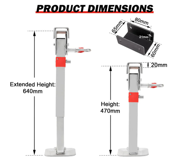4x 470mm Drop Down Corner Legs Stabilisers